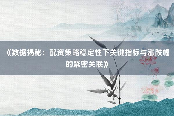 《数据揭秘：配资策略稳定性下关键指标与涨跌幅的紧密关联》