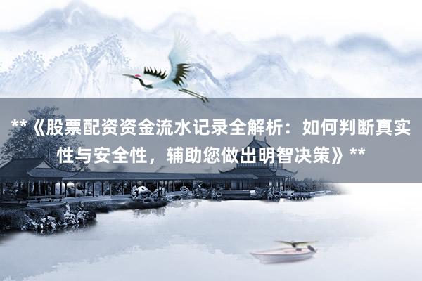 **《股票配资资金流水记录全解析：如何判断真实性与安全性，辅助您做出明智决策》**