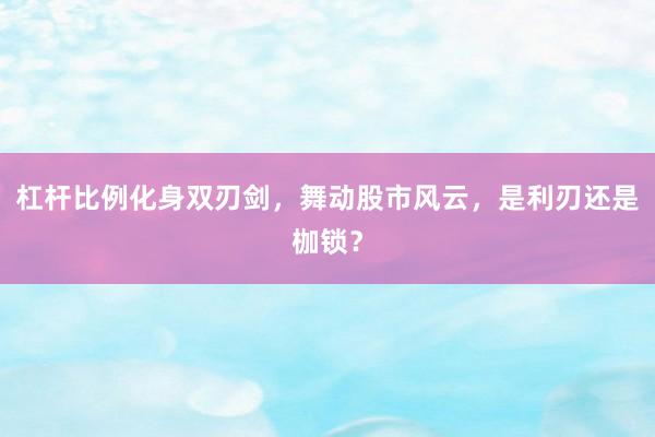 杠杆比例化身双刃剑，舞动股市风云，是利刃还是枷锁？