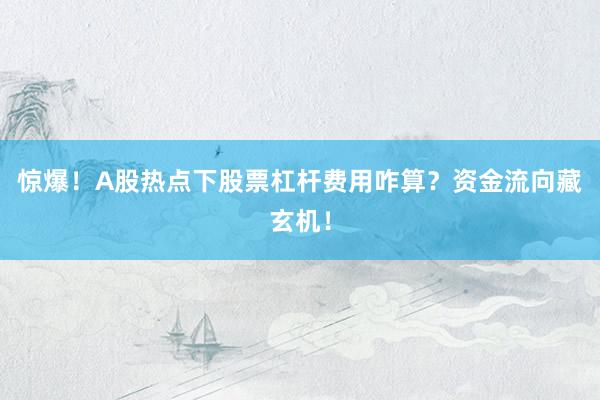 惊爆！A股热点下股票杠杆费用咋算？资金流向藏玄机！